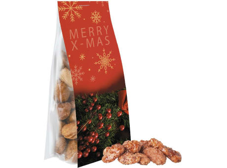 Product image Feuergebrannte Mandeln, ca. 40g, Express Blockbodenbeutel mit Werbereiter bedrucken