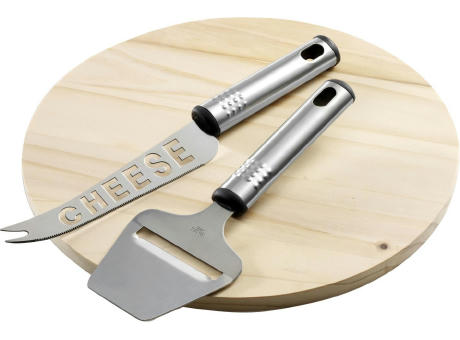 Käsebrett aus Holz/Edelstahl Clementine Werbeartikel