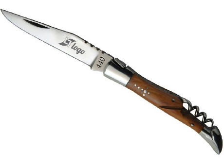 Taschenmesser 'Tradition', 11cm, Korkenzieher, Olivenholz Werbeartikel