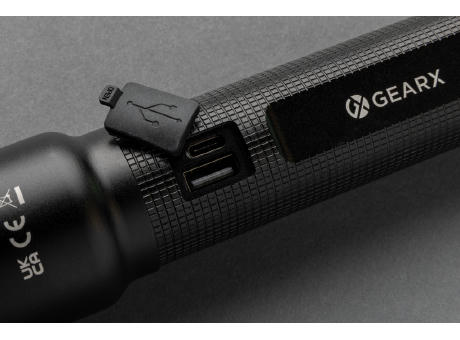 Heavy-Duty USB-Taschenlampe aus RCS recyceltem Aluminium Werbeartikel