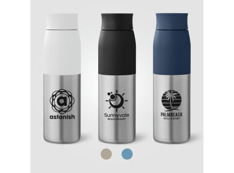 Borealis Recycling-Edelstahlflasche mit Drehverschluss - 650 ml Werbeartikel