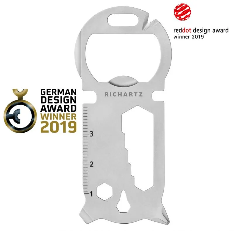RICHARTZ KEY TOOL 16+: flaches Multitool mit Flaschenöffner und Lineal, Red Dot Design Award 2019 – Werbeartikel mit Logo