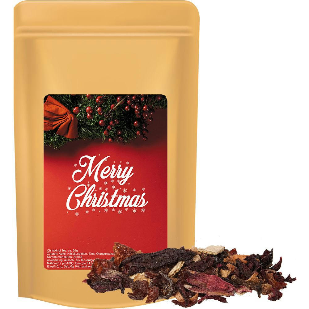Product image Weihnachts Früchtetee, ca. 55g, Standbeutel Midi Werbeartikel