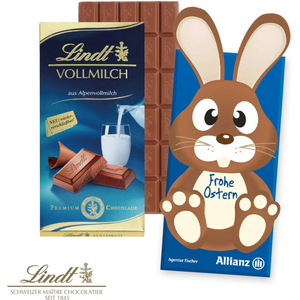 LINDT SCHOKOLADENTAFEL „OSTERHASE” Werbeartikel