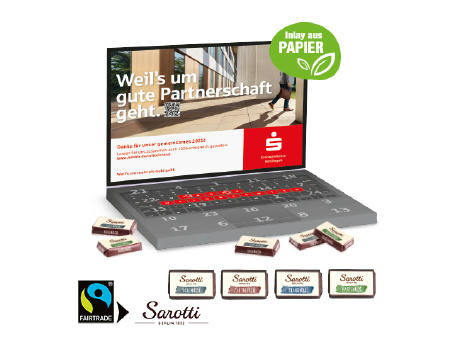 Adventskalender Laptop mit Sarotti Fairtrade® Werbeartikel