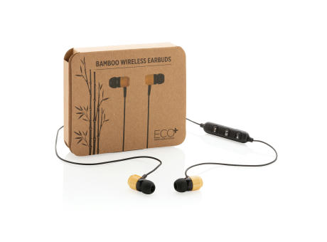 Kabellose Ohrhörer aus Bambus Werbeartikel