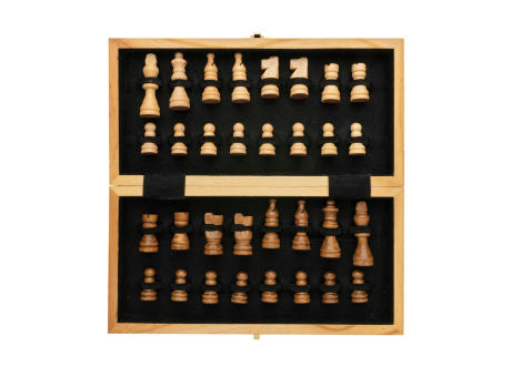 Faltbares Schachspiel aus Holz Werbeartikel