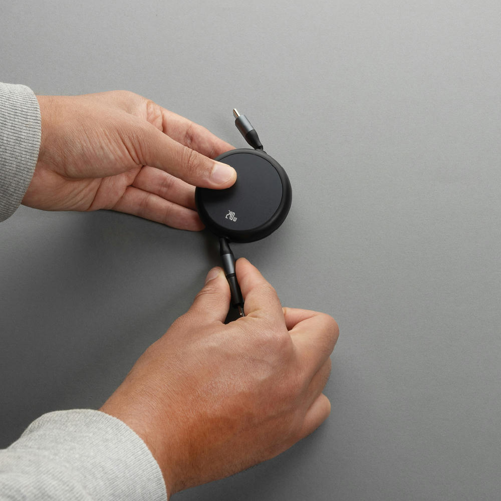 Terra ausziehbares 240W 2-in-1 Kabel aus RCS rec. Aluminium Werbeartikel