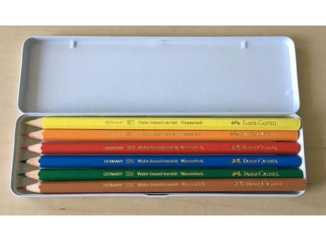 6 Buntstifte Castle im Metalletui Werbeartikel