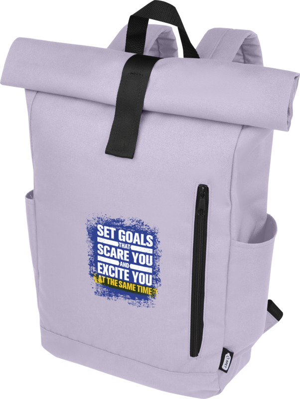 Fliederfarbener BYRON PRET Rucksack mit Logo bedruckt – stilvoller Werbeartikel für Markenauftritt, Events und Firmenbranding