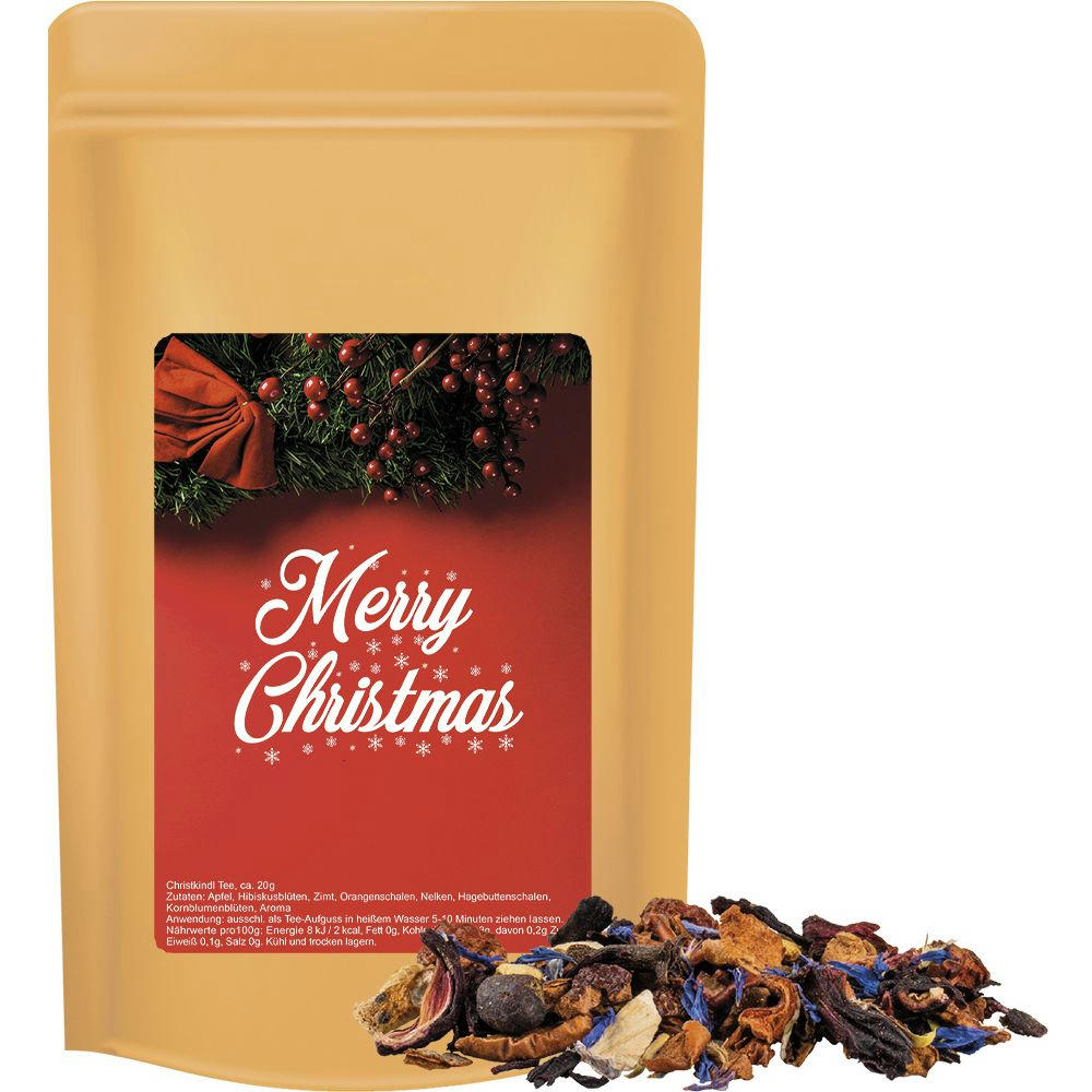Product image Christkindl Tee, ca. 50g, Standbeutel Midi Werbeartikel