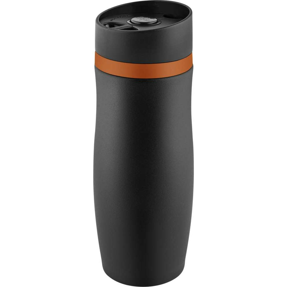 Product image Metmaxx® Thermobecher "CremaExtensaNero" schwarz/Ring orange Werbeartikel