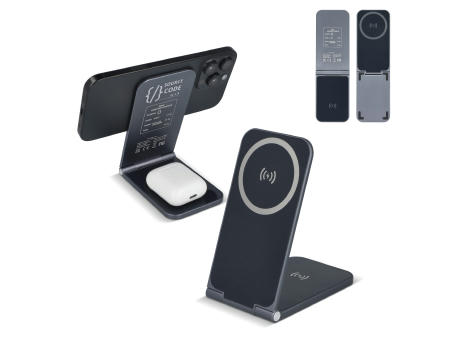 2255 -Xoopar Zero 2 in 1 Drahtloses Ladegerät Kompatibel mit MagSafe Werbeartikel