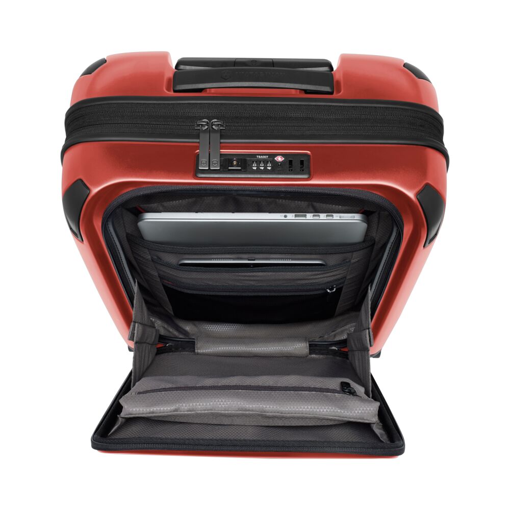 Victorinox Spectra 3.0 Expandable Global Carry-On Innenansicht, durchdachte Innenaufteilung mit Packgurten und Reißverschlussfächern für Kleidung und Reiseutensilien, ideal für komfortables Reisen.