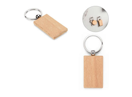 STEWIE. Rechteckiger Schlüsselanhänger aus Buchenholz bedrucken