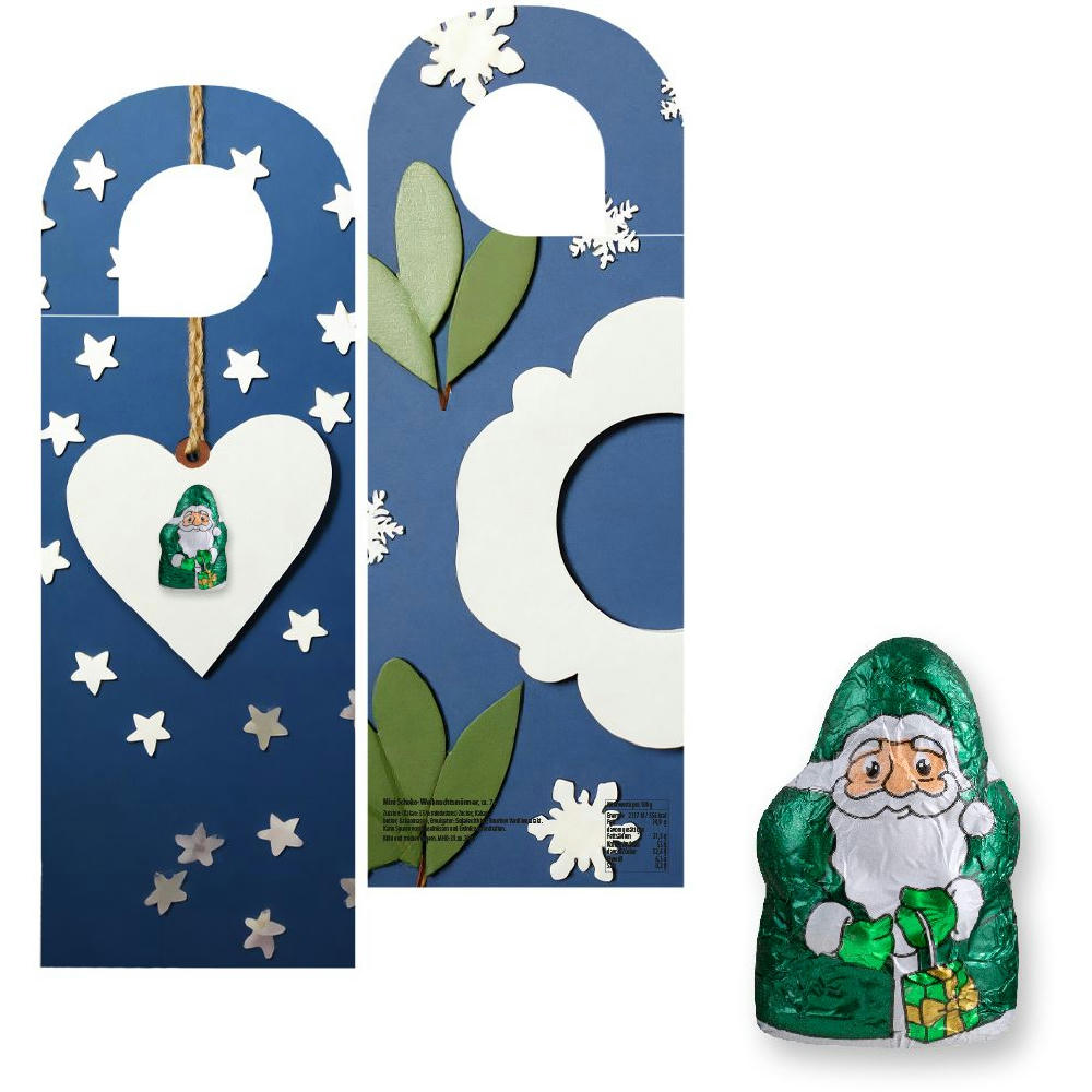 Product image Mini Schoko-Weihnachtsmänner vegan, ca. 7g, Türhänger Werbeartikel