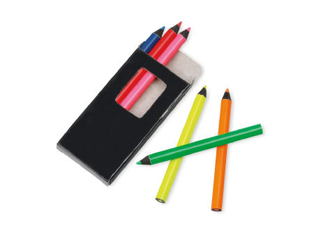 MEMLING. Bleistiftbox mit 6 Buntstiften Werbeartikel