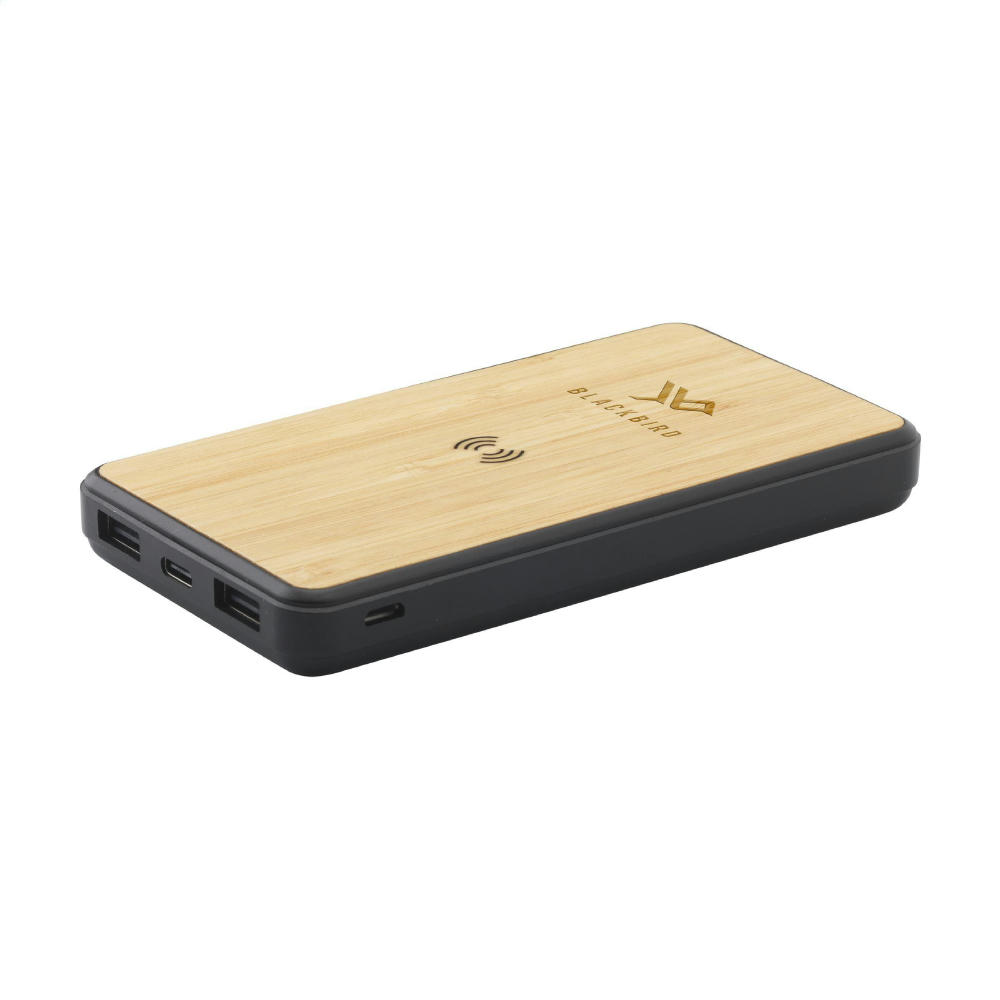 Product image Boru Bamboo RCS Recycled ABS Powerbank Wireless Charger Werbeartikel