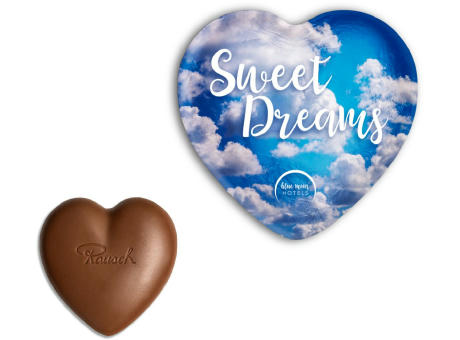 "Rausch Plantagen" Schokoladen-Herz im individuellen Alu-Wickler Werbeartikel