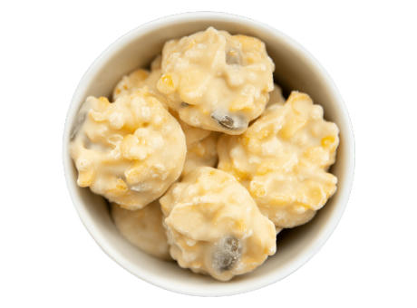 Product image Schoko-Crispies mit weißer Schokolade, Kürbiskernen und Erdbeere in der Faltschachtel bedrucken