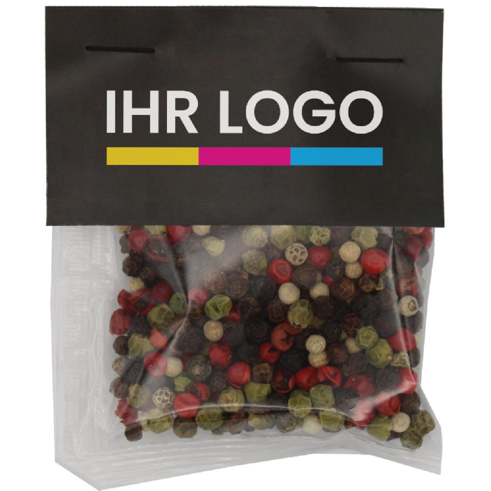Product image Pfeffer bunt ganz mit Kundenheader Werbeartikel