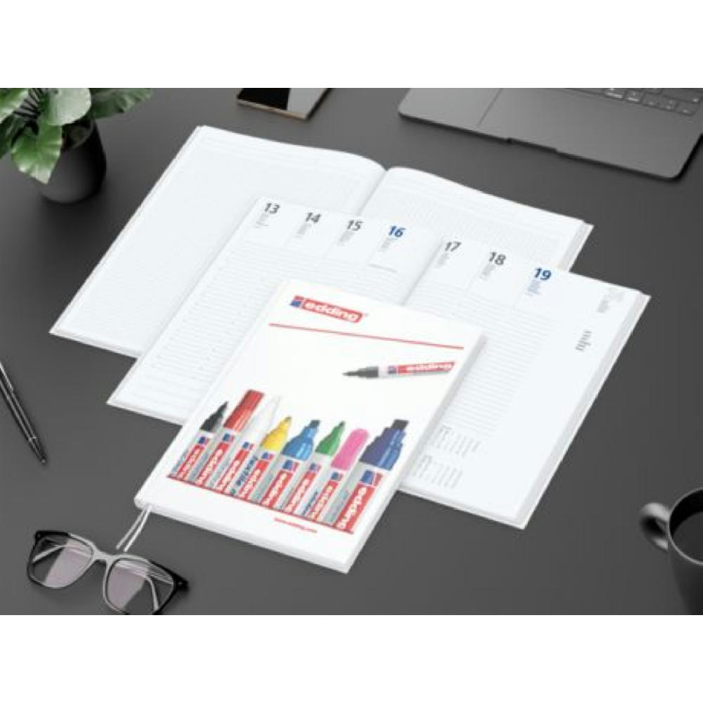 Wochenkalender vorne + Notizen hinten Note-Hybrid Ecken spitz Papier-Hardcover Werbeartikel