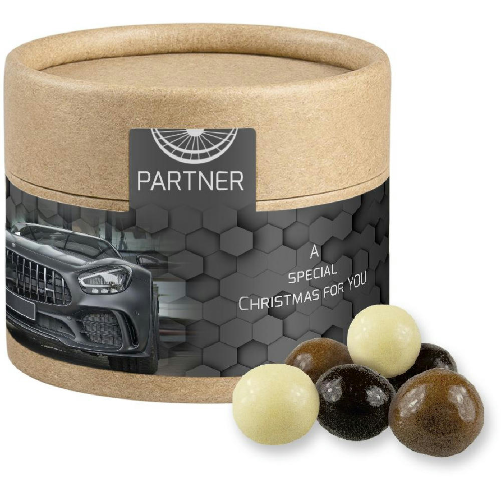 Product image Knusperkugeln-Mix, ca. 25g, Kraftpapierdose Mini Werbeartikel