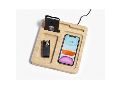 Walter Bamboo Single Dock 15W Organizer und Ladegerät Werbeartikel