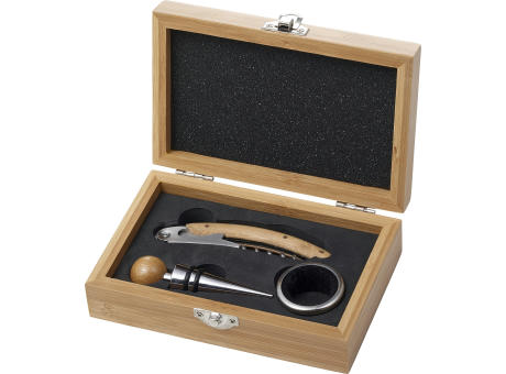 Weinset aus Bambus und Stahl Leonie Werbeartikel