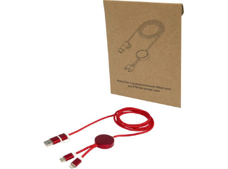 Alasia 150 cm 5-in-1 Kabel aus recyceltem Kunststoff für Datenübertragung und 27W Schnellladung Werbeartikel