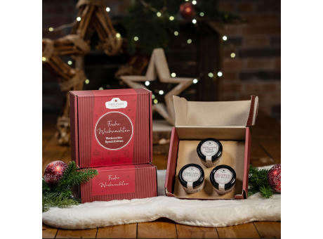Product image Geschenkkarton mit 3 Weihnachts-Spezialitäten im Glas Werbeartikel