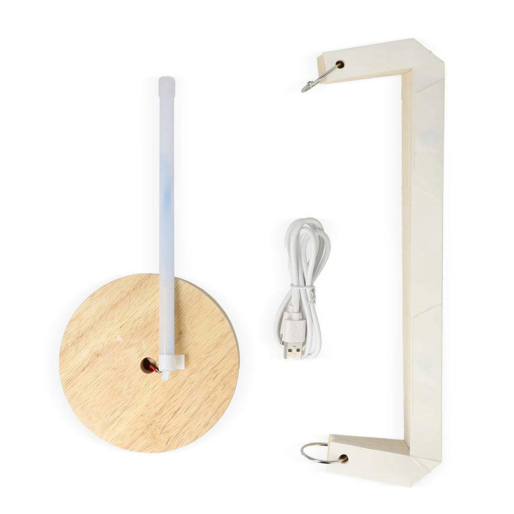 Coollux faltbare Papier-LED-Lampe Eos auf Holzsockel, 25 cm (Briefkastengröße) Werbeartikel