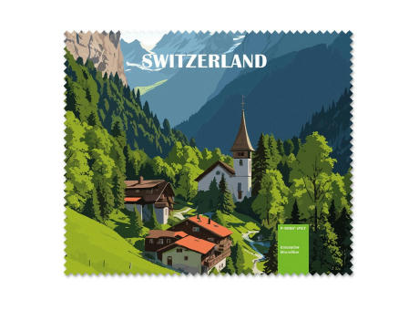 POLYCLEAN rPET Brillenputztuch 18x15 cm im Papieretui, All-Inclusive-Paket bedrucken