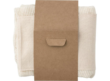 Set aus drei wiederverwendbaren Taschen aus Baumwollgewebe Adele bedrucken