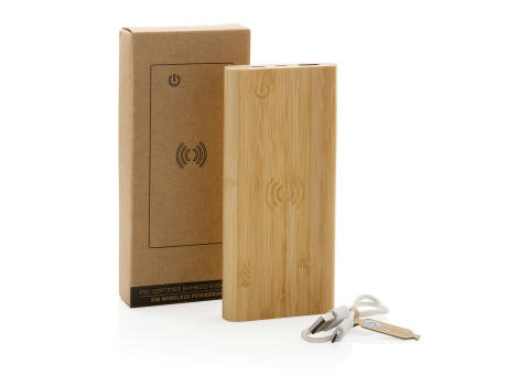 8.000mAh Bambus-Wireless-Powerbank bedrucken