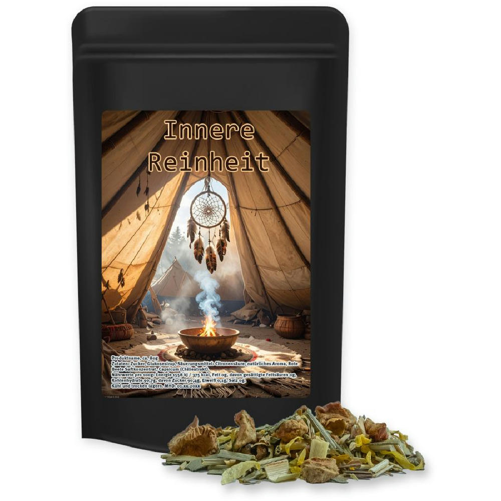 Kräutertee Seelenwohl, ca. 32g, Standbeutel Midi schwarz Werbeartikel