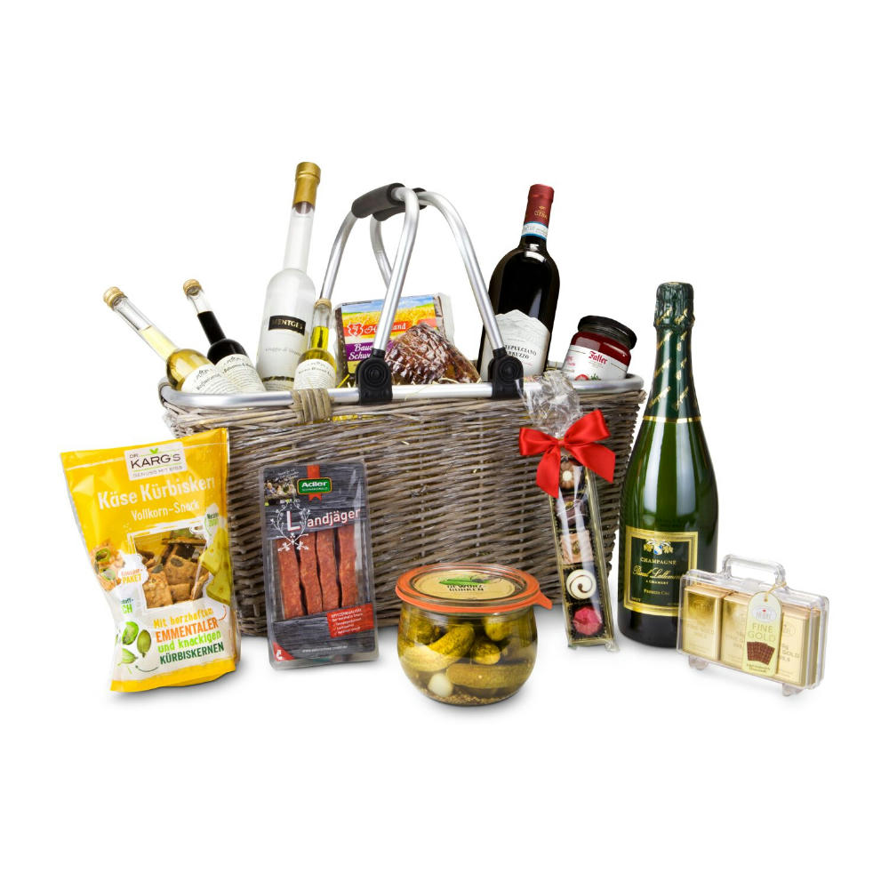 Product image Geschenkset / Präsenteset: Geschenkkorb XXL - Einkaufskorb mit 14 leckeren Produkten Werbeartikel