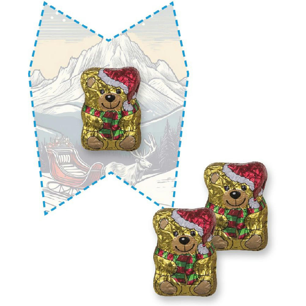 Product image Schoko-Weihnachtsbärchen, ca. 7g, Flyer Mini eigene Form Werbeartikel