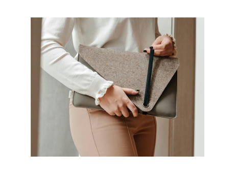 Recycled Felt & Apple Leather Laptop Sleeve 15/16" Werbeartikel