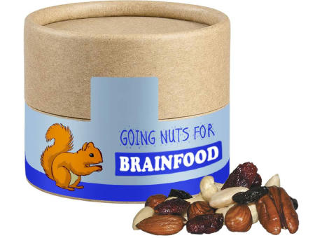 Premium Studentenfutter, ca. 40g, Kraftpapierdose Mini Werbeartikel