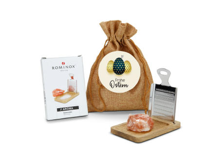 Geschenkset / Präsenteset: Kleine Salzreibe Frohe Ostern Werbeartikel