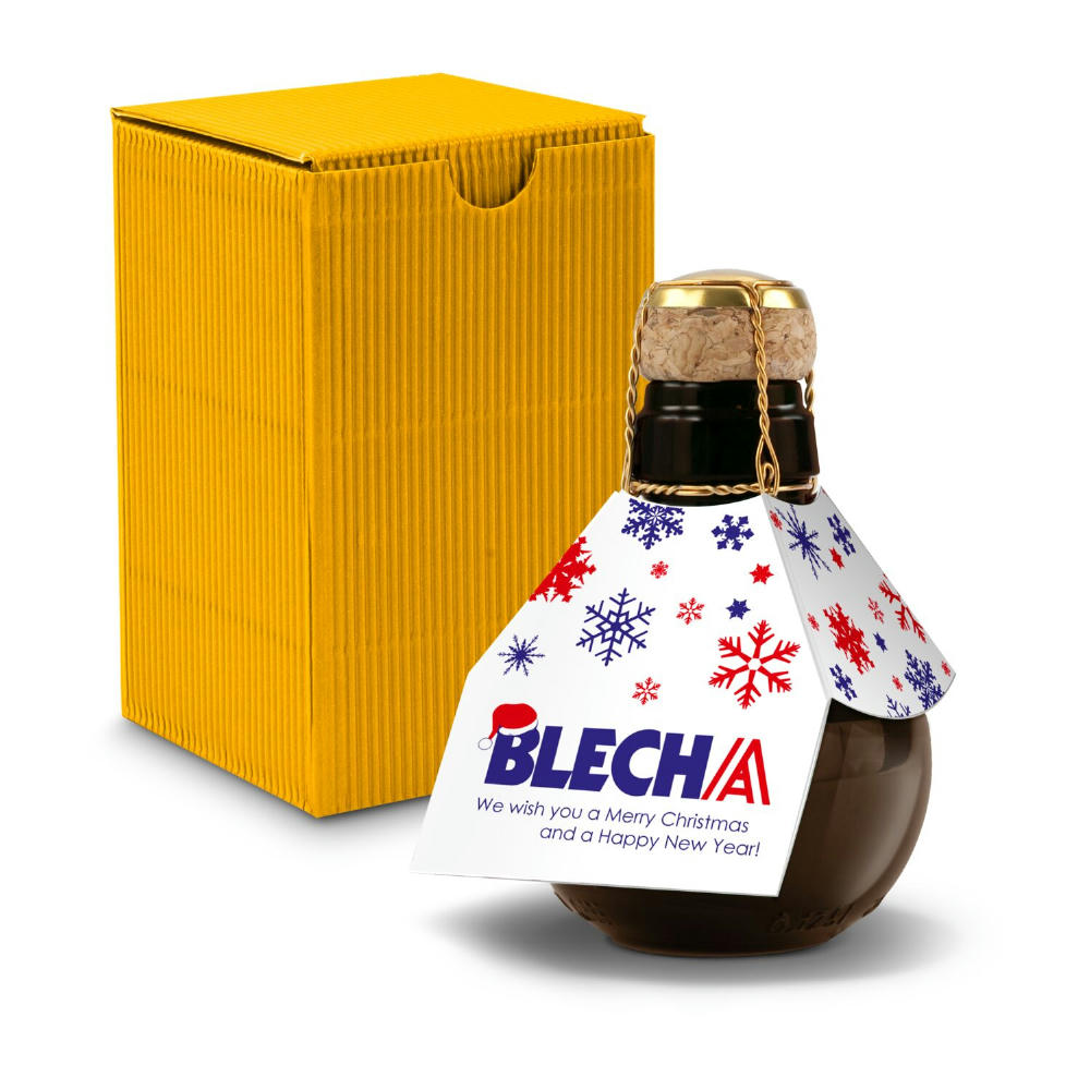 Product image Kleinste Sektflasche der Welt! Eigendesign - Inklusive Geschenkkarton in Gelb, 125 ml Werbeartikel