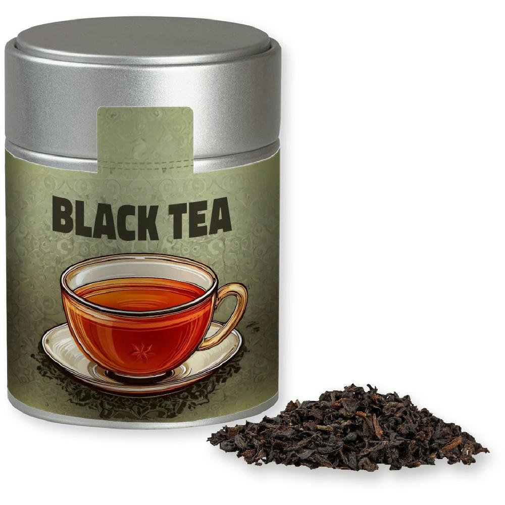Product image Schwarztee, ca. 45g, Metalldose Midi silber Werbeartikel
