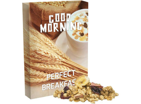 Müsli Knusper Früchte, ca. 60g, Faltschachtel Werbeartikel