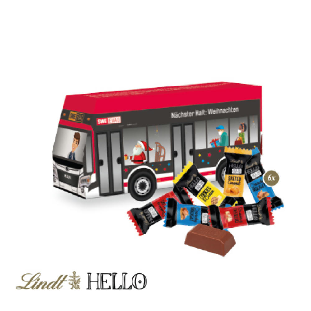 3D Präsent "Bus" mit Lindt HELLO Werbeartikel