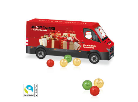 3D Adventskalender "Transporter" mit Fairtrade® Schokolade Werbeartikel