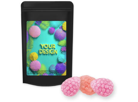 Product image Erdbeer Chili Bonbons, ca. 80g, Standbeutel Midi schwarz Werbeartikel