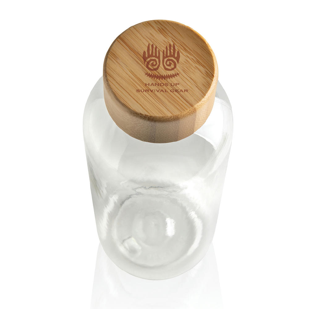 RCS rPET Flasche mit Bambus-Deckel Werbeartikel