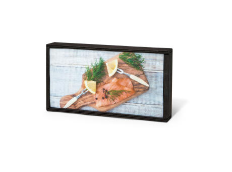 Geschenkartikel / Präsentartikel: Lachs-Gutschein in Holzbox: Gourmet Werbeartikel