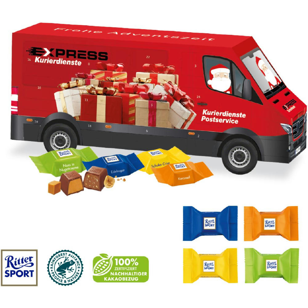 3D Adventskalender "Transporter" mit Ritter SPORT Schokowürfel Werbeartikel